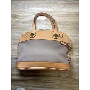 Vintage Dooney & Bourke C301 Cabriolet Zip-Zip Satchel Canvas & Leather